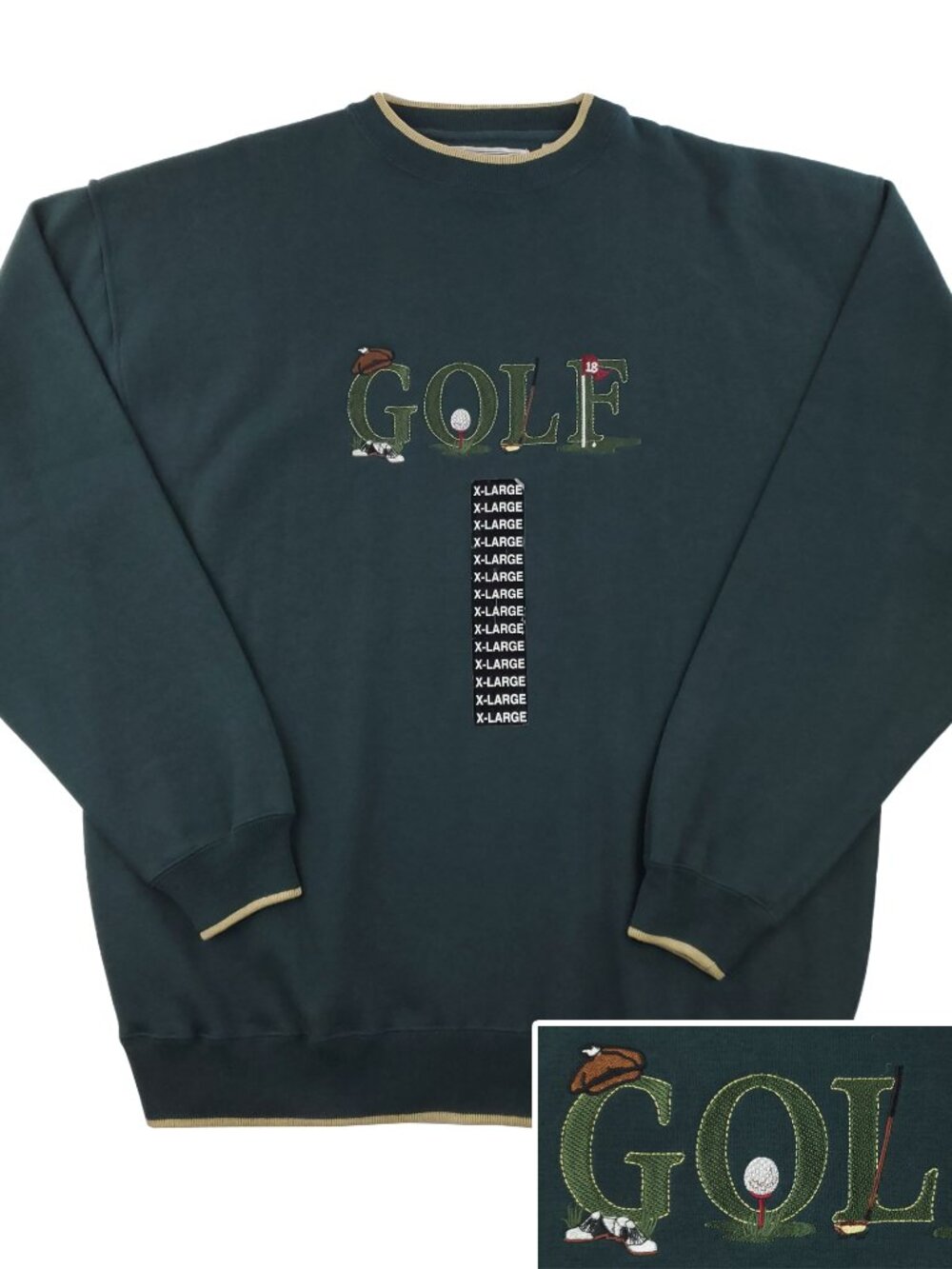 Vintage Golf Sweatshirt Crewneck Danaggers Fleece Embroidered Spellout 90s XL